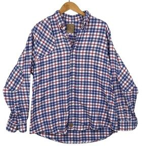 Over & Under Rod & Gun Collection Red White Blue Flannel Button Down Size XL